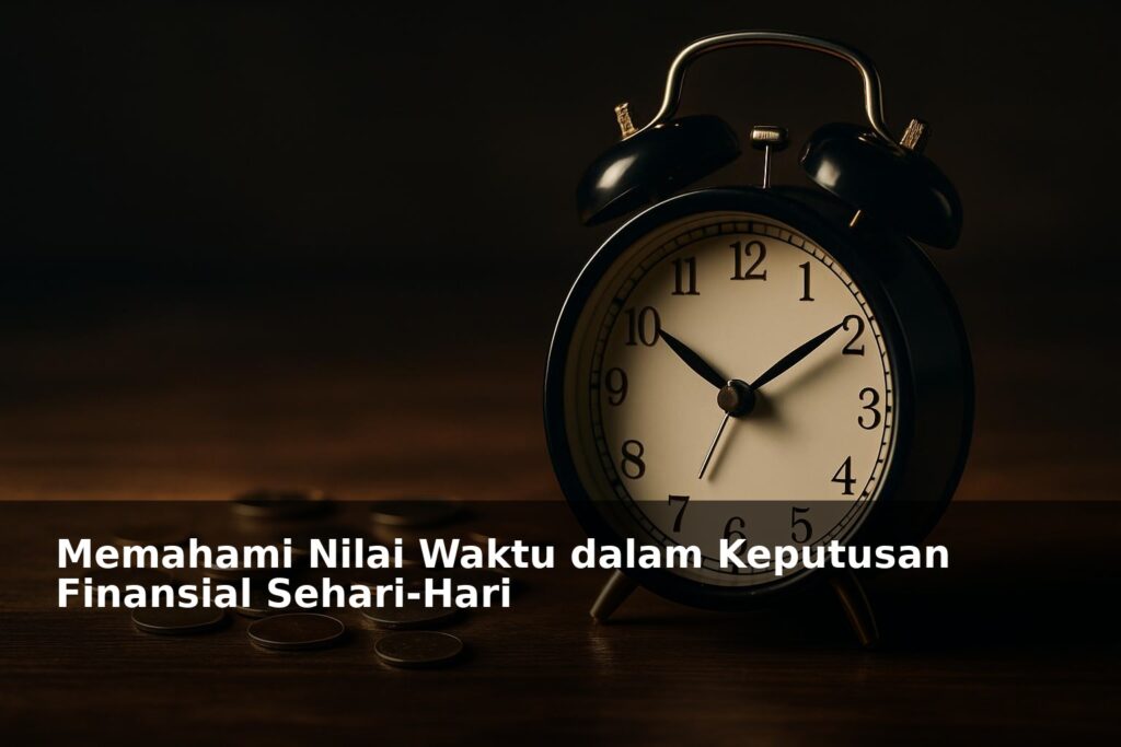 Ilustrasi jam dan uang sebagai simbol nilai waktu dalam keputusan finansial