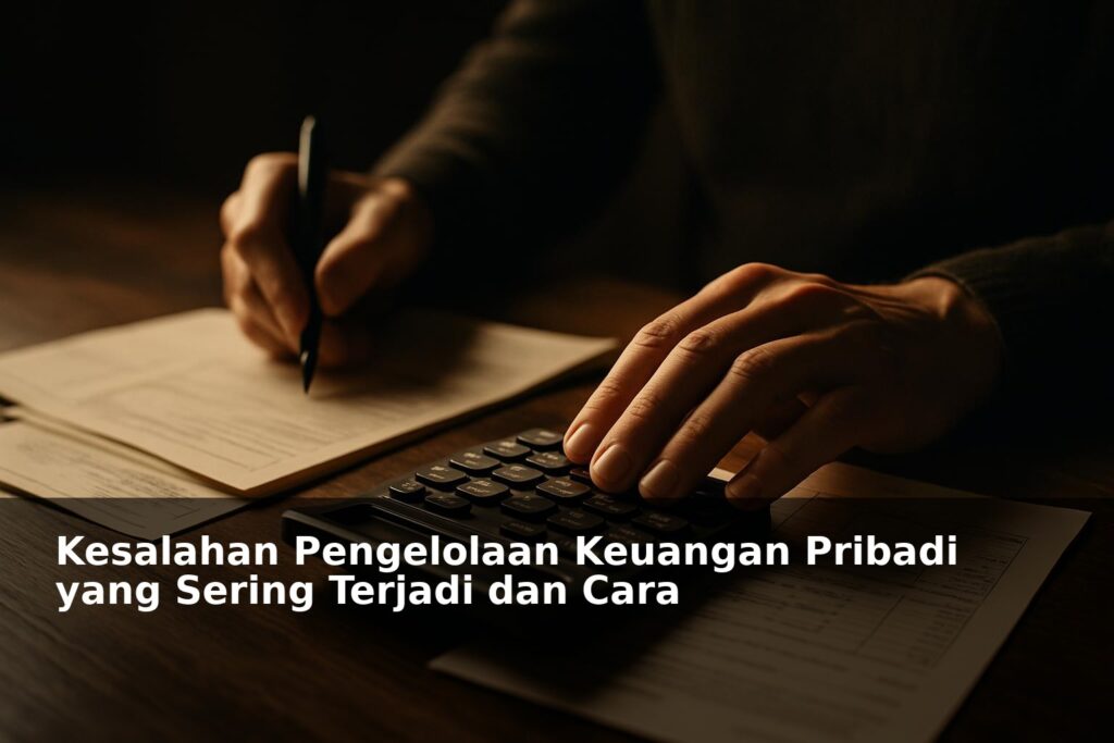 Ilustrasi pengelolaan keuangan pribadi dengan catatan dan kalkulator