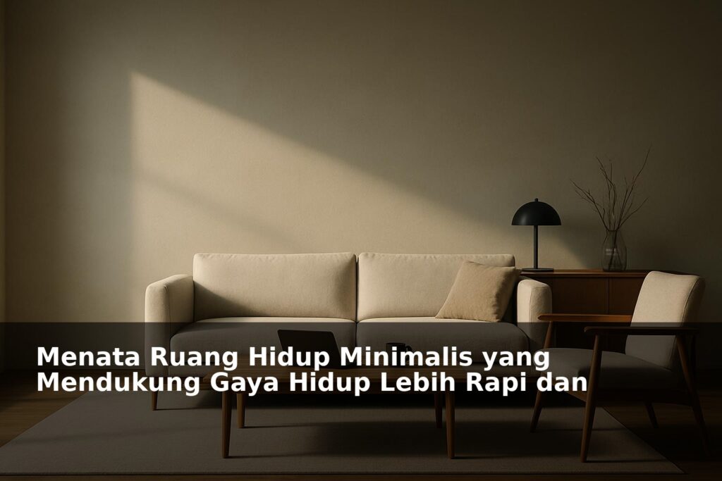 Ruang hidup minimalis modern dengan desain rapi dan produktif