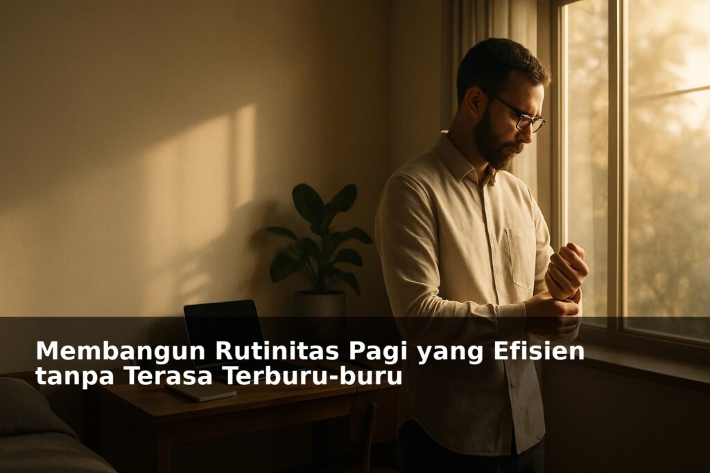 Orang yang tenang dan terorganisir di pagi hari dengan cahaya alami