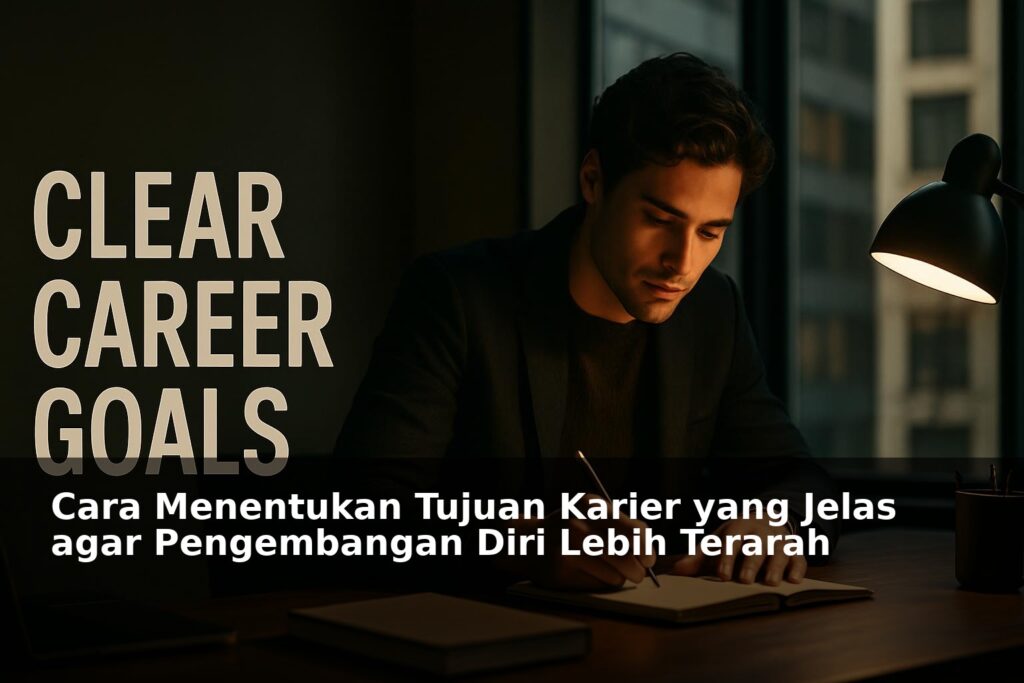 Ilustrasi profesional yang sedang merencanakan tujuan karier dengan jelas