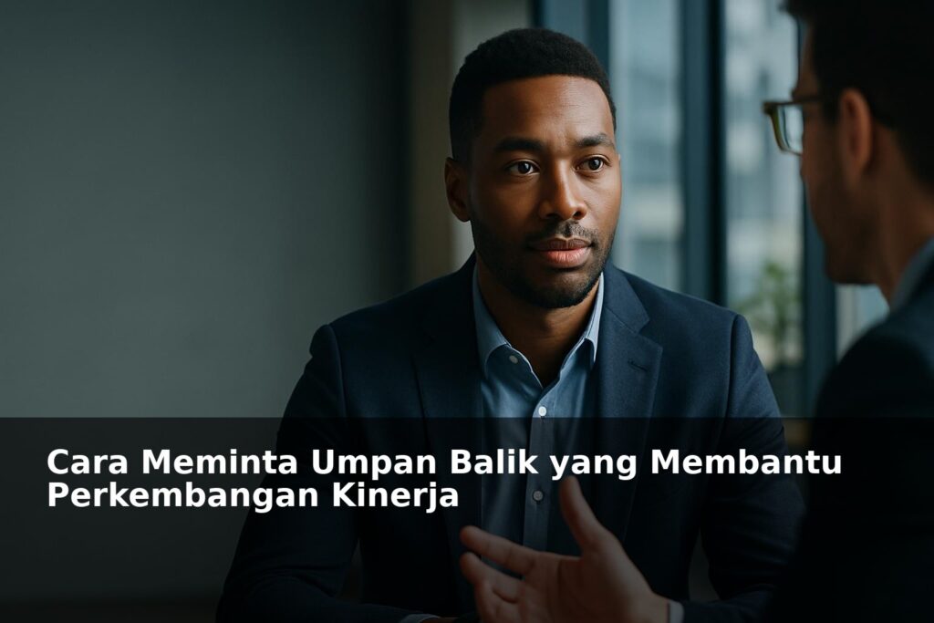 Seorang profesional sedang berdiskusi dan menerima umpan balik secara positif di kantor modern