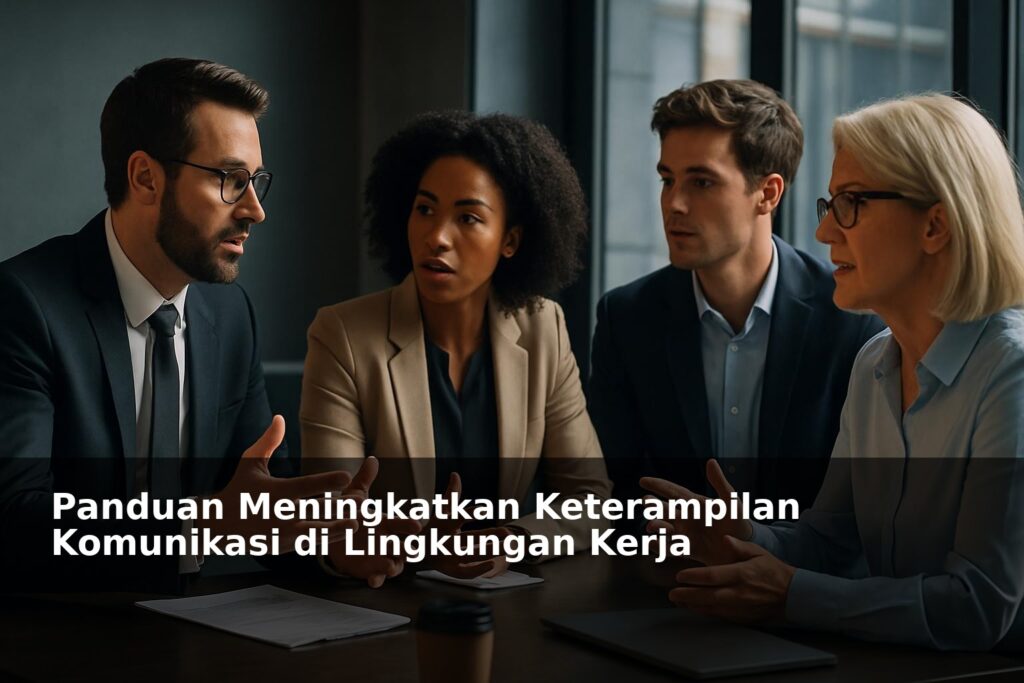 Ilustrasi komunikasi efektif di lingkungan kerja dengan tim profesional