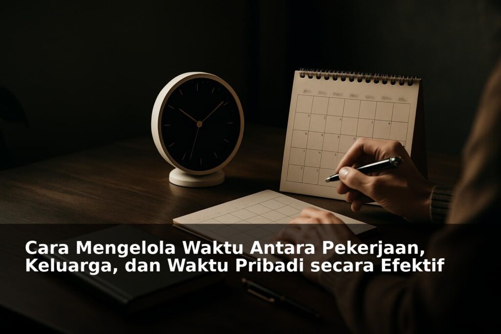Orang mengatur jadwal harian dengan kalender dan jam di meja kerja